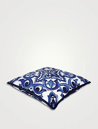 Blue Mediterraneo Velvet Cushion, 30-Inch