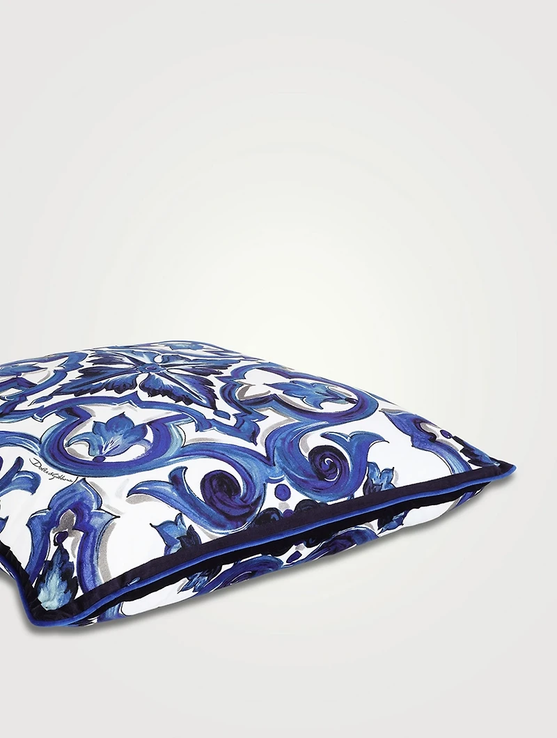 Blue Mediterraneo Velvet Cushion, 30-Inch