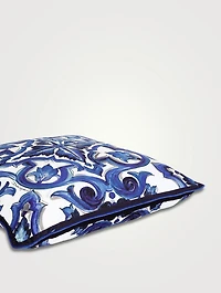Blue Mediterraneo Velvet Cushion, 30-Inch