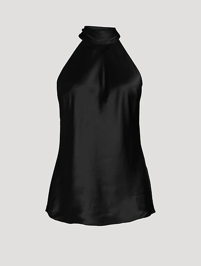 Silk Tie-Neck Halter Top