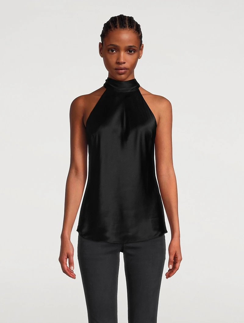 Silk Tie-Neck Halter Top
