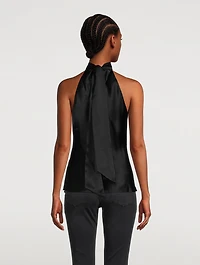 Silk Tie-Neck Halter Top