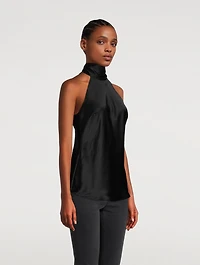 Silk Tie-Neck Halter Top