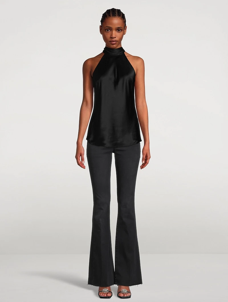Silk Tie-Neck Halter Top