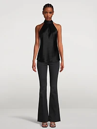 Silk Tie-Neck Halter Top