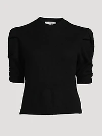 Ruched-Sleeve Recycled Cashmere Sweater