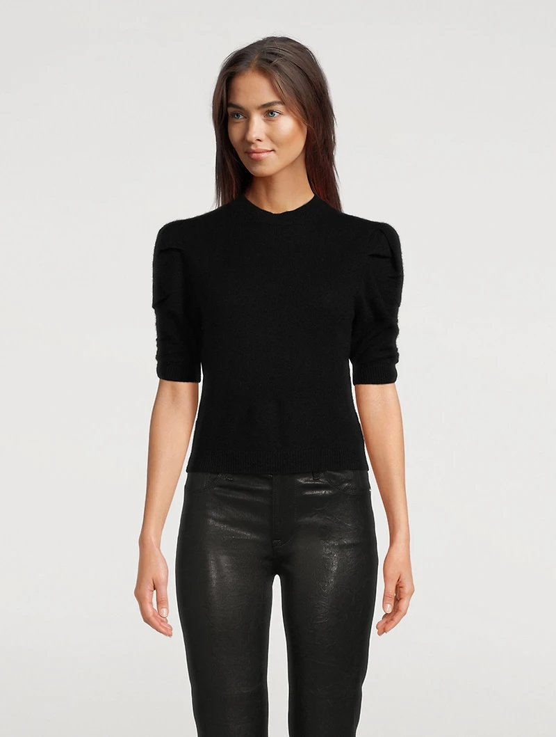 Ruched-Sleeve Recycled Cashmere Sweater
