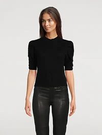 Ruched-Sleeve Recycled Cashmere Sweater