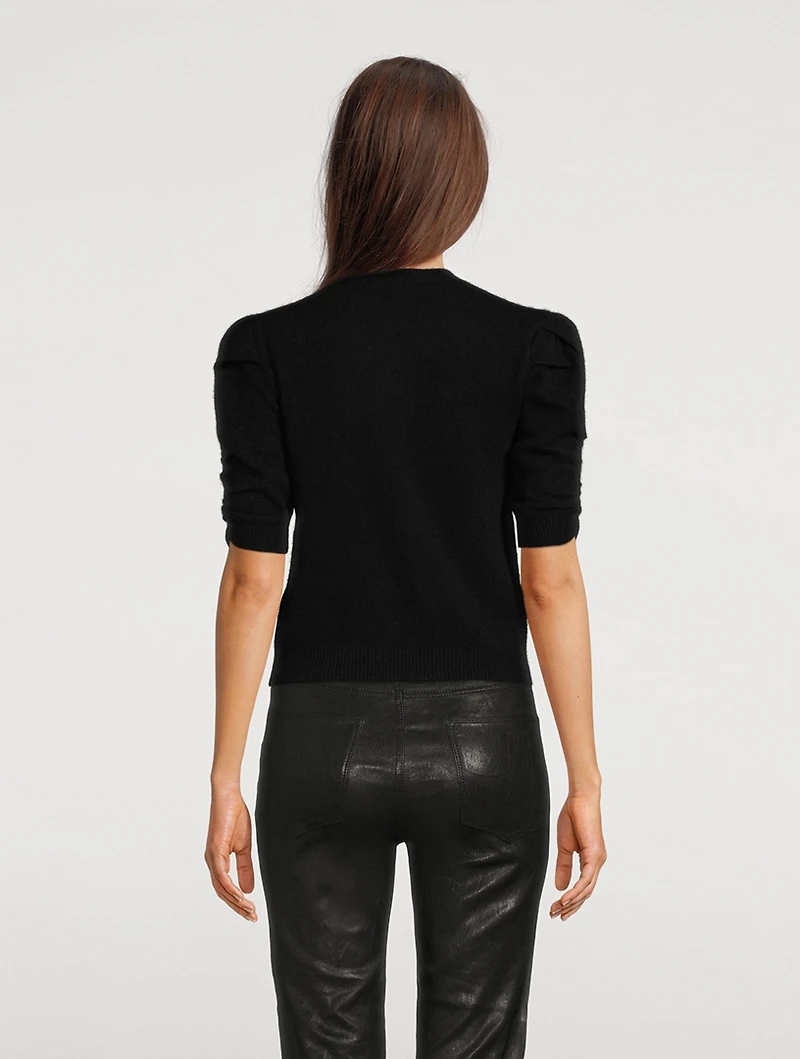 Ruched-Sleeve Recycled Cashmere Sweater