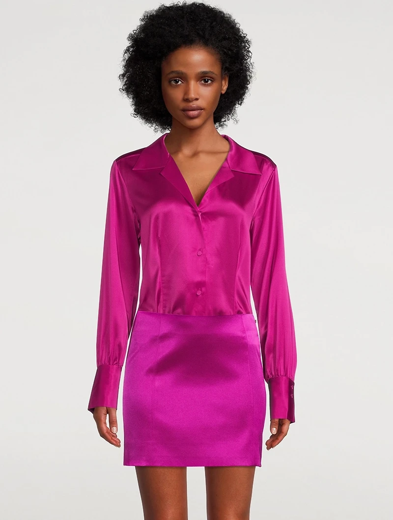 Seam Satin Mini Skirt