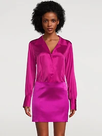 Seam Satin Mini Skirt