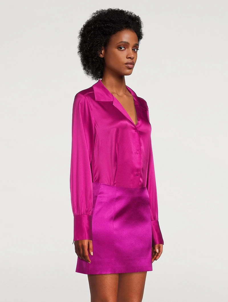 Seam Satin Mini Skirt