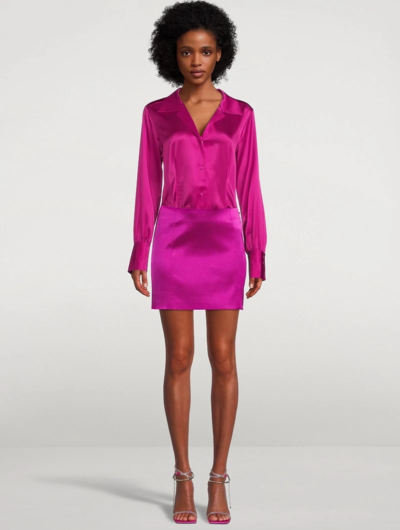 Seam Satin Mini Skirt