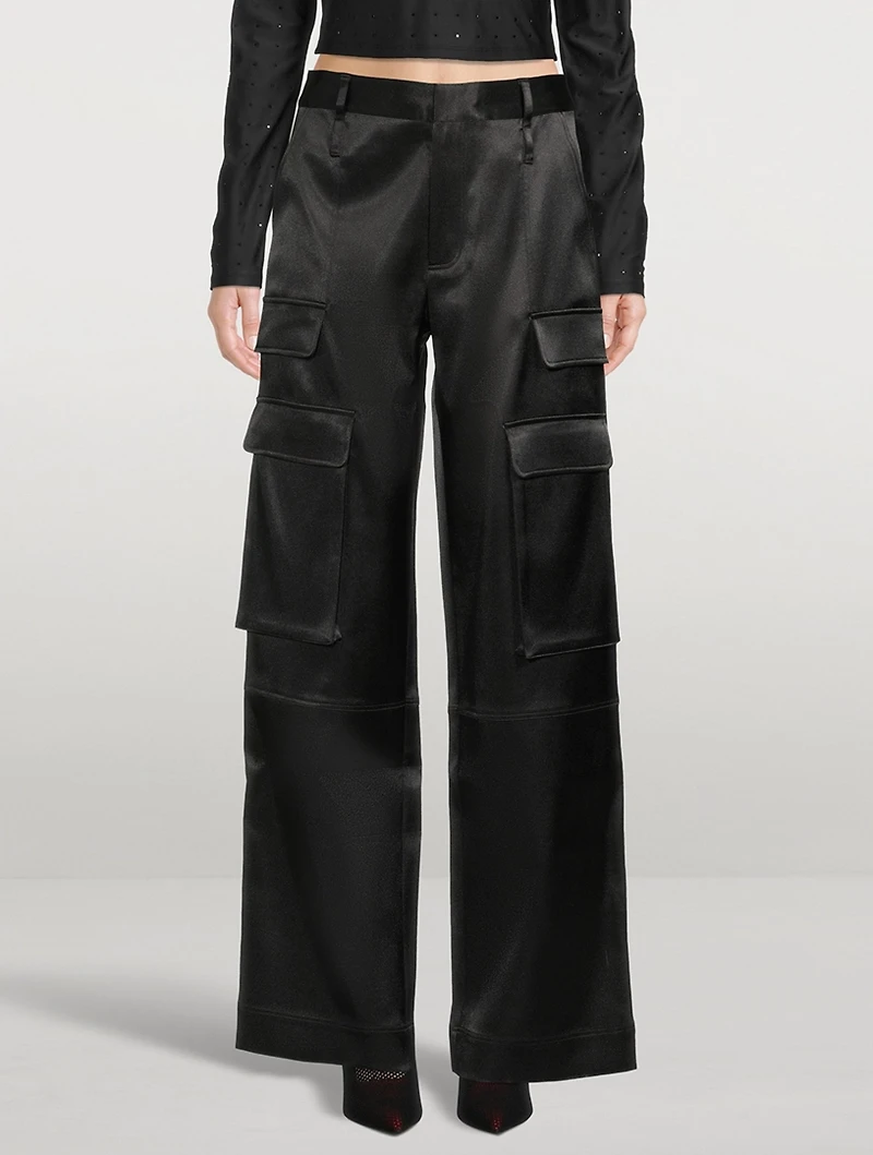 Satin Cargo Pants