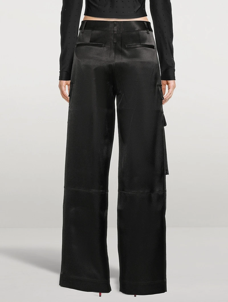 Satin Cargo Pants