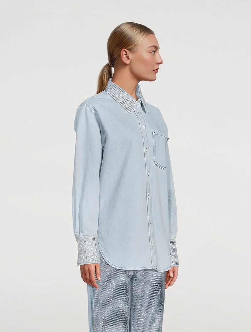 Embellished Oversized Denim Shirt