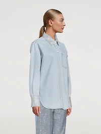 Embellished Oversized Denim Shirt