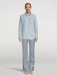 Embellished Oversized Denim Shirt