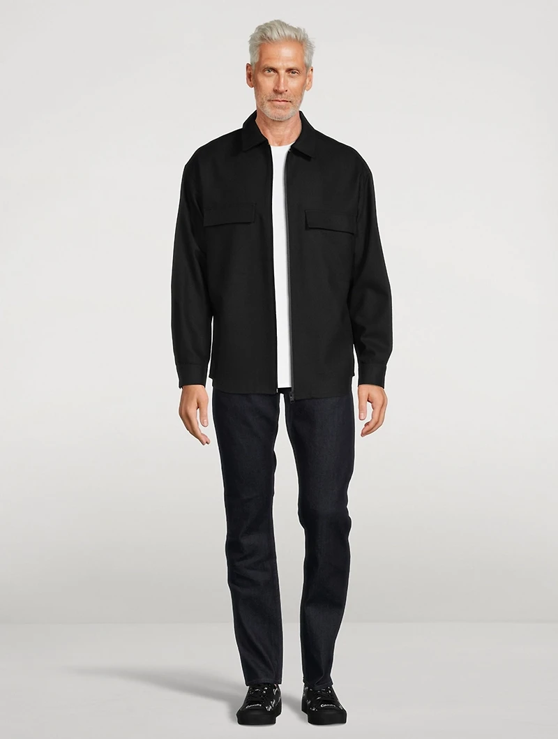 Wool-Blend Flannel Zip Shirt