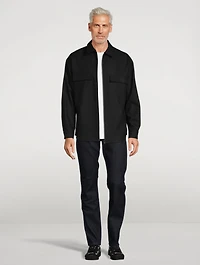 Wool-Blend Flannel Zip Shirt