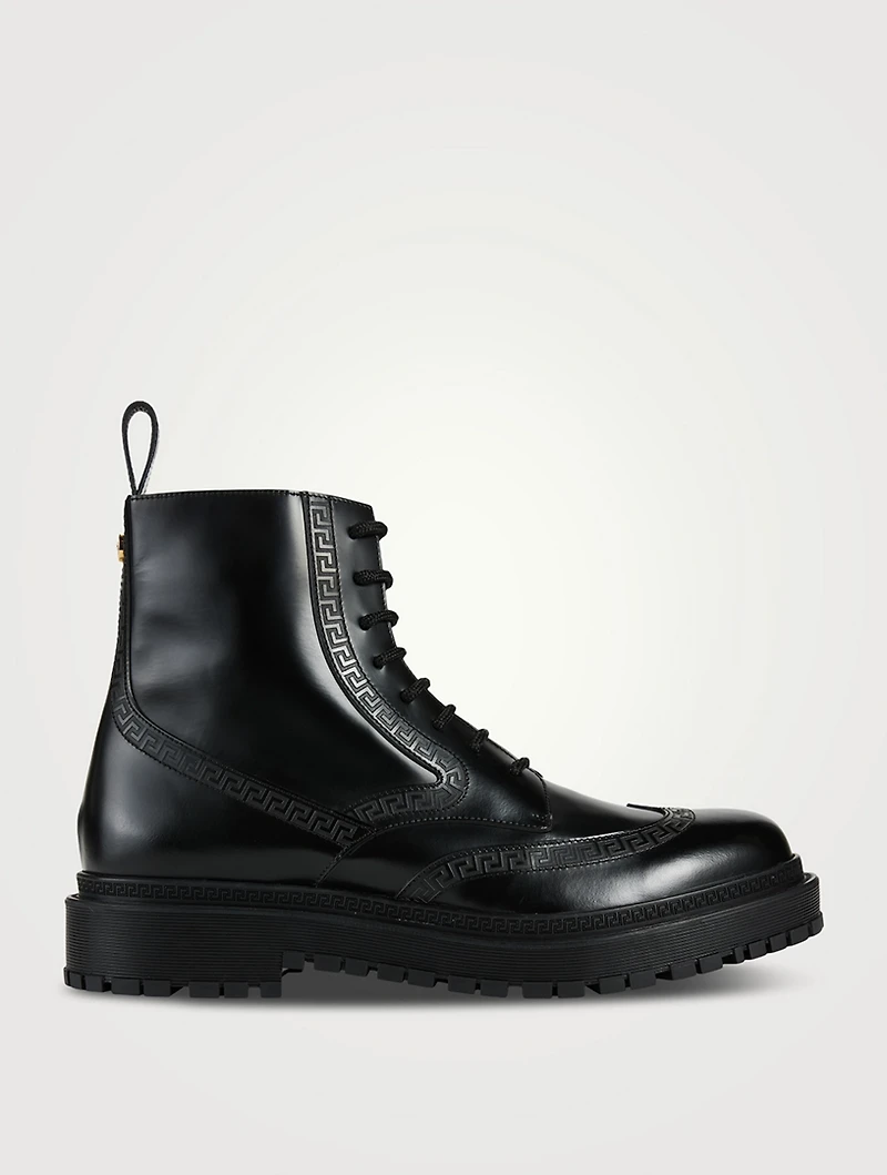 Greca Leather Ankle Boots