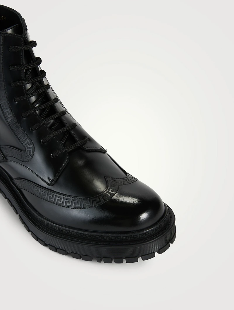 Greca Leather Ankle Boots