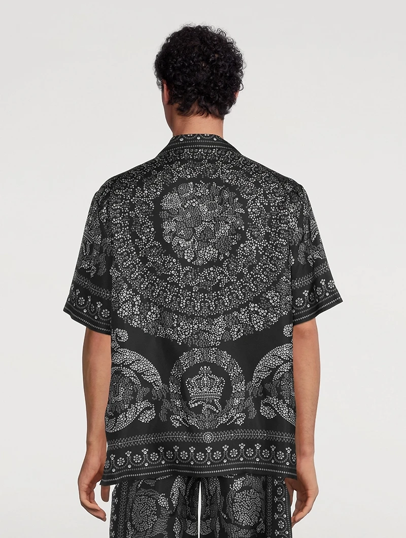 Barocco Silhouette Silk Short-Sleeve Shirt