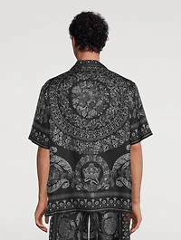 Barocco Silhouette Silk Short-Sleeve Shirt