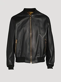 Greca Leather Bomber Jacket