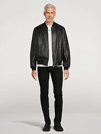 Greca Leather Bomber Jacket