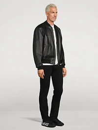 Greca Leather Bomber Jacket