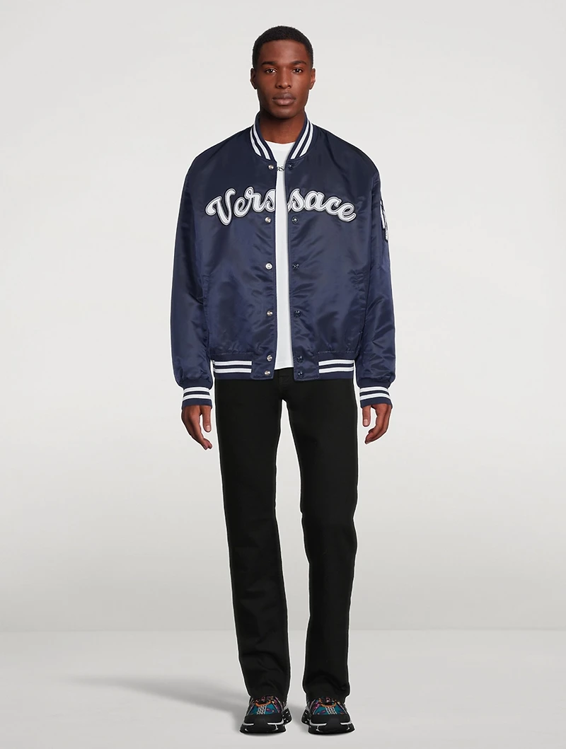 Nylon Varsity Bomber Jacket