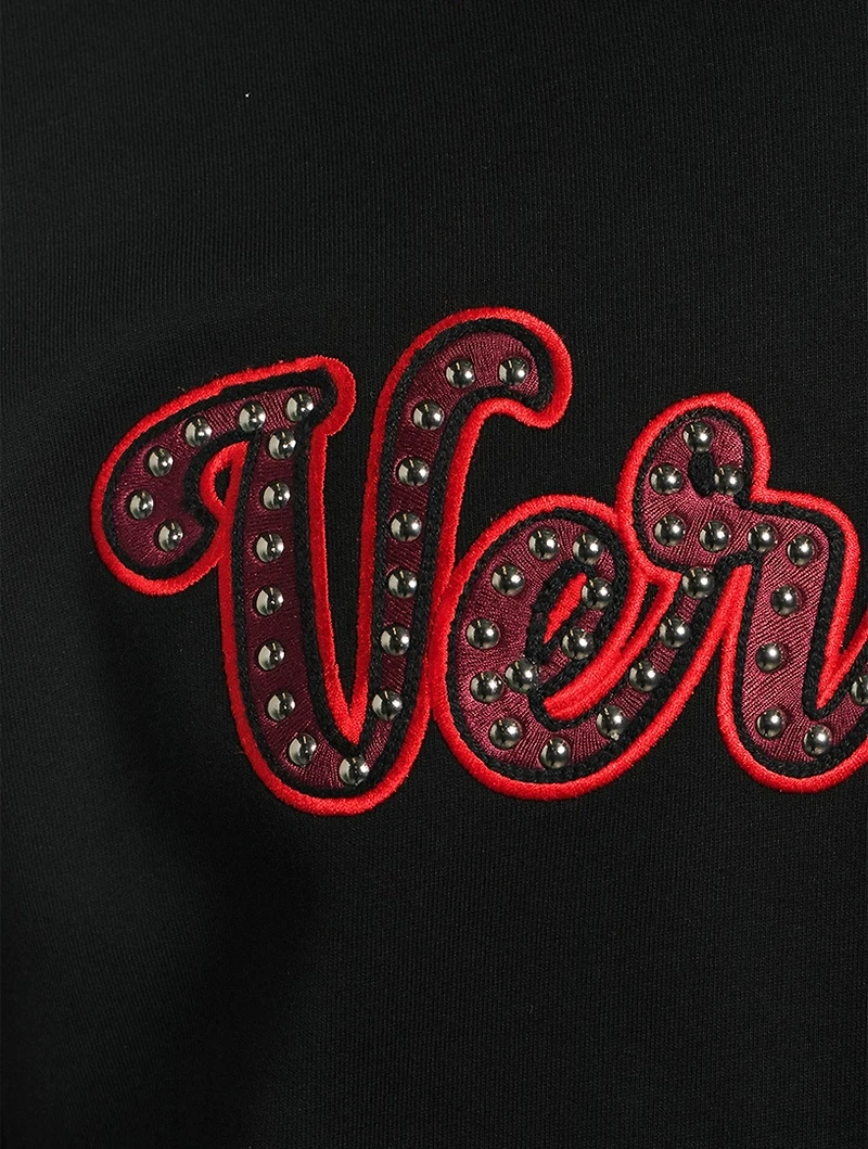 Studded Varsity Logo Hoodie