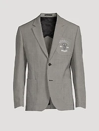 Wool Houndstooth Jacket With Varsity Logo