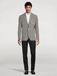 Wool Houndstooth Jacket With Varsity Logo