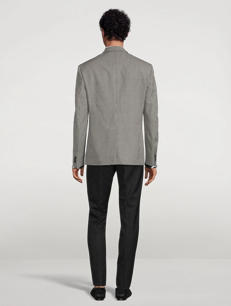 Wool Houndstooth Jacket With Varsity Logo