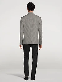 Wool Houndstooth Jacket With Varsity Logo