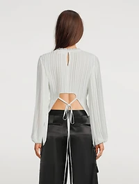 Plissé Cut-Out Blouse