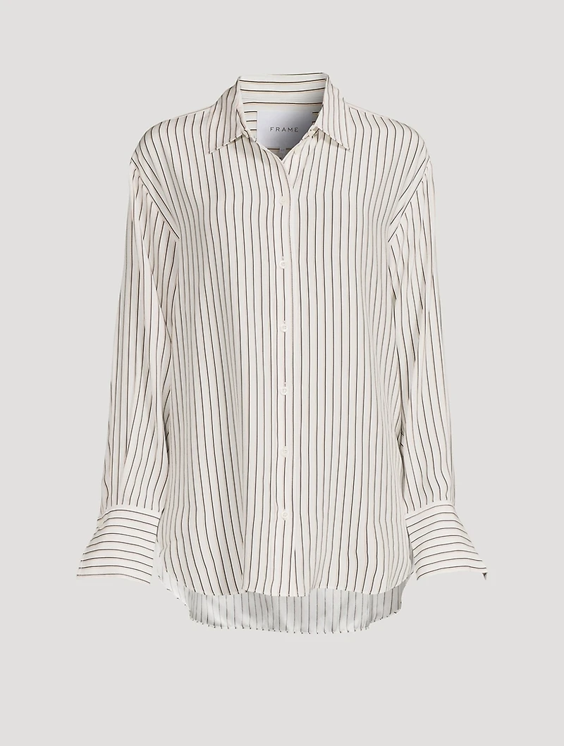 The Oversized Silk Shirt Stripe Print