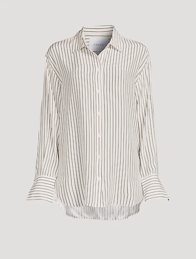 The Oversized Silk Shirt Stripe Print