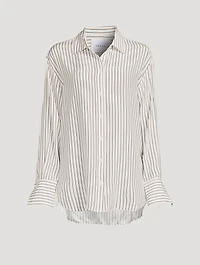 The Oversized Silk Shirt Stripe Print
