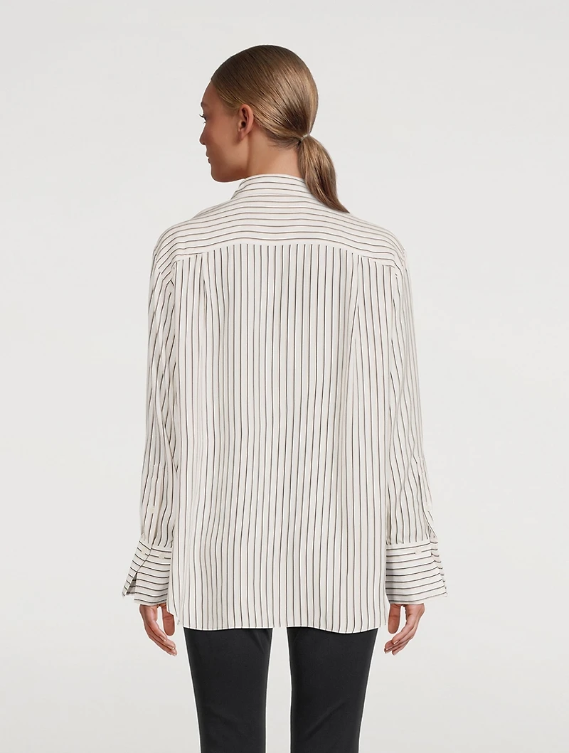 The Oversized Silk Shirt Stripe Print