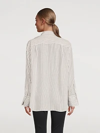 The Oversized Silk Shirt Stripe Print