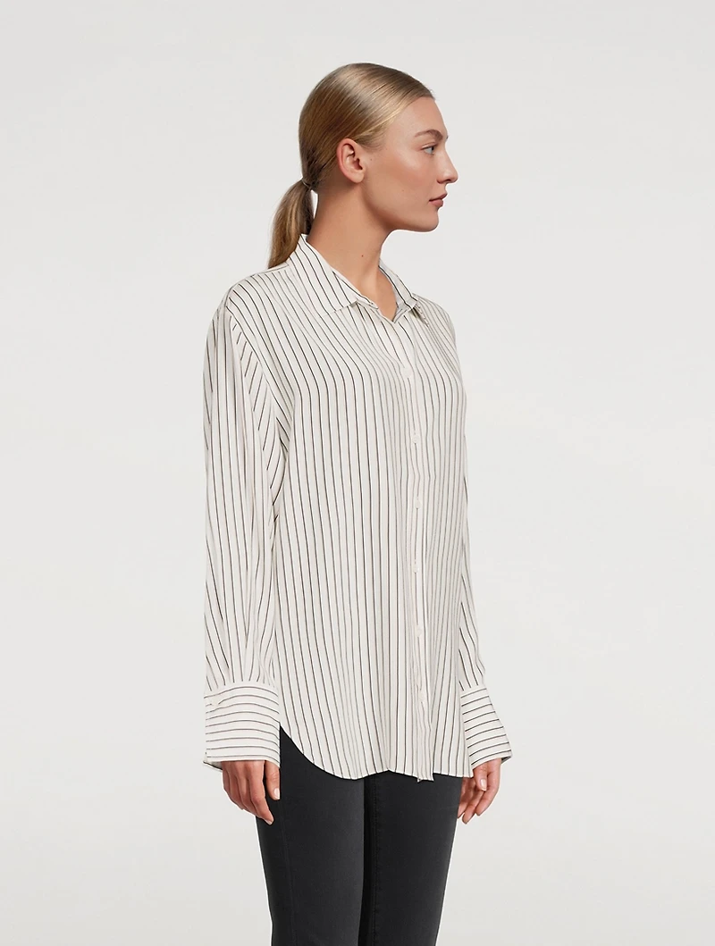 The Oversized Silk Shirt Stripe Print