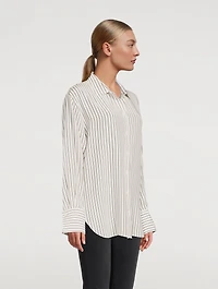 The Oversized Silk Shirt Stripe Print