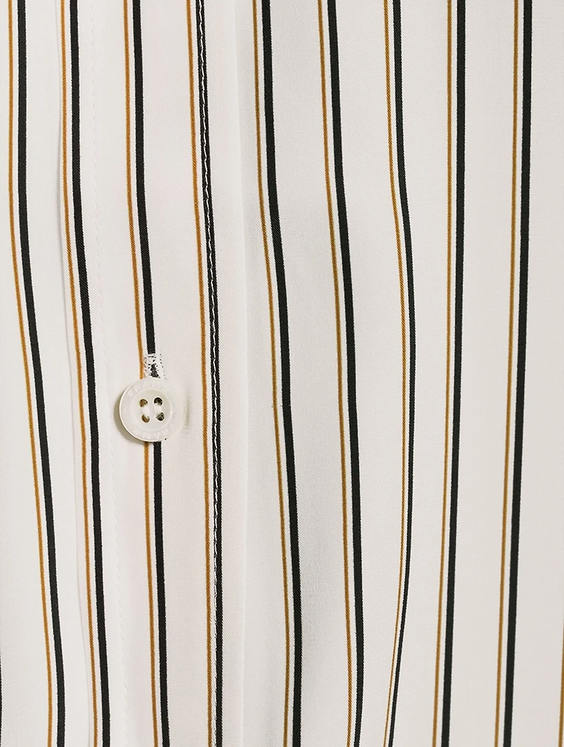 The Oversized Silk Shirt Stripe Print