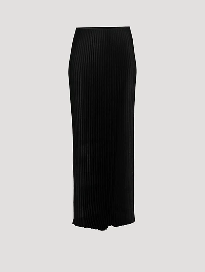 Plissé Satin Maxi Skirt