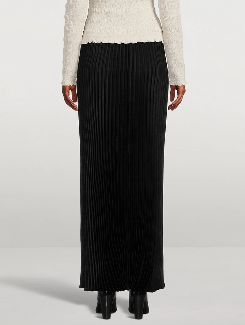 Plissé Satin Maxi Skirt