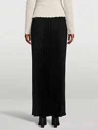 Plissé Satin Maxi Skirt