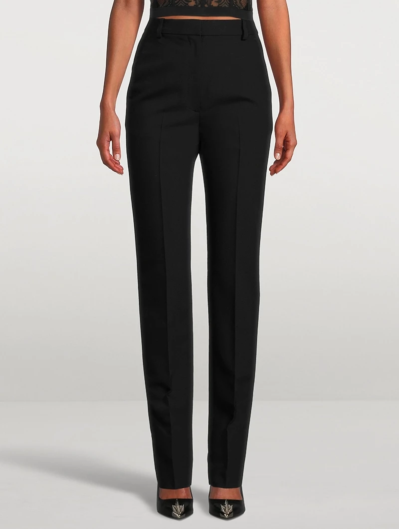 Cigarette-Leg Wool Trousers